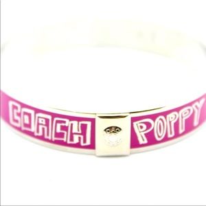 Coach Pink Silver Signature Poppy Bangle Bracelet